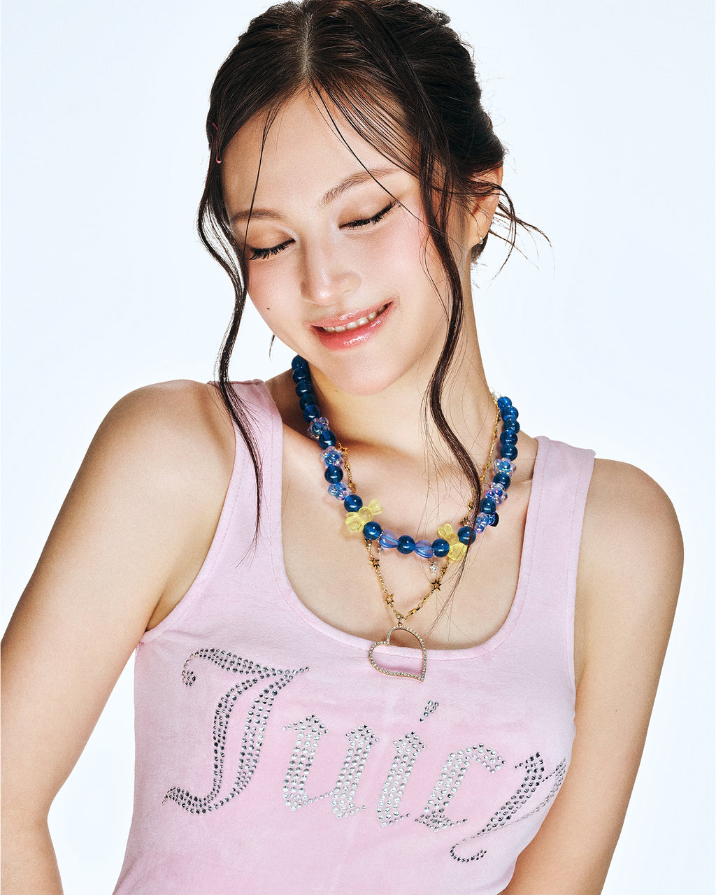 [SukiSuki] Blue Gold Heart Necklace