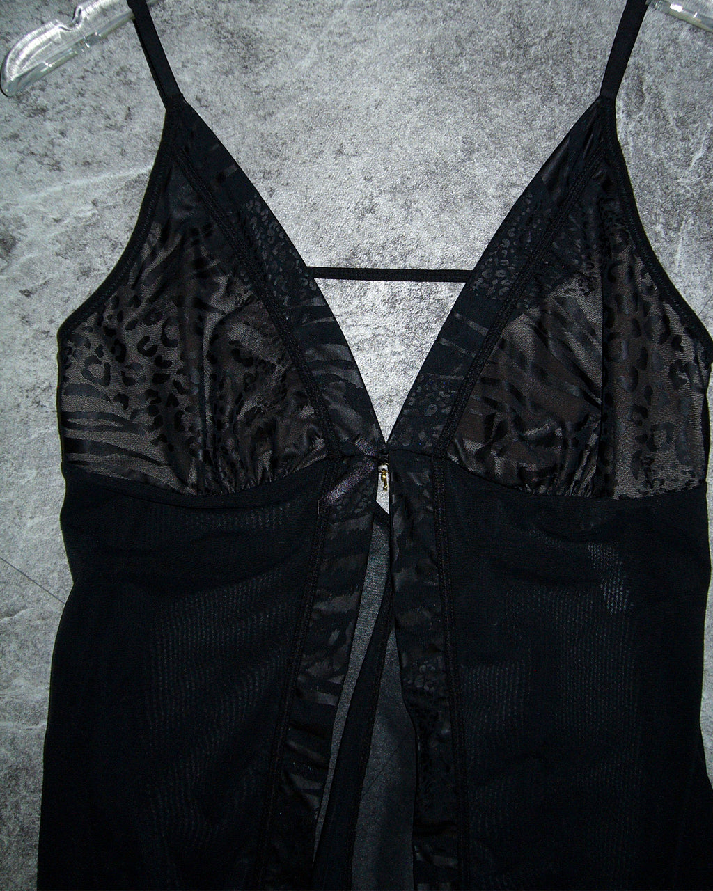 [Vintage] Black Sheer Leopard Top