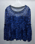 [Vintage] Blue Leopard Blouse