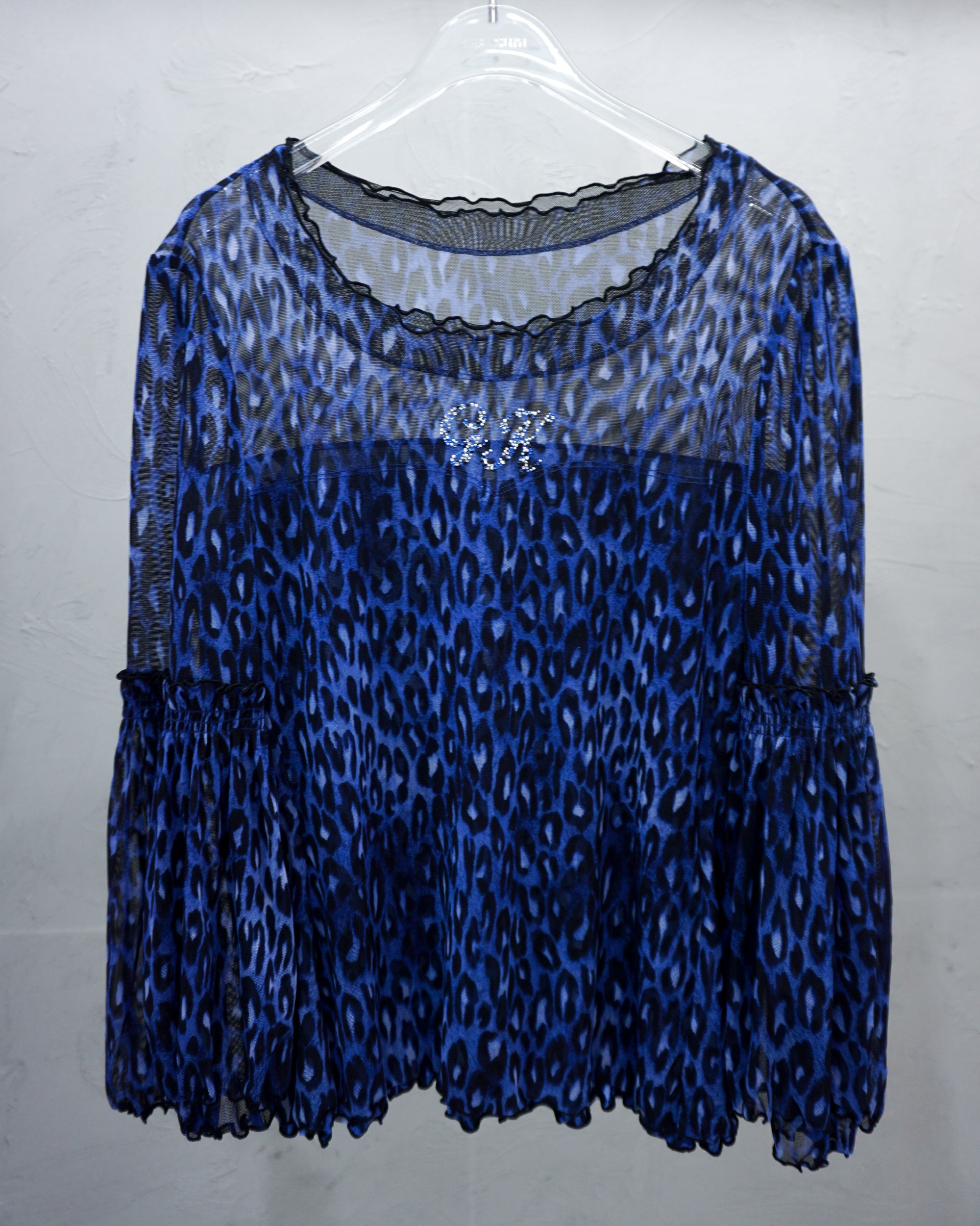 [Vintage] Blue Leopard Blouse