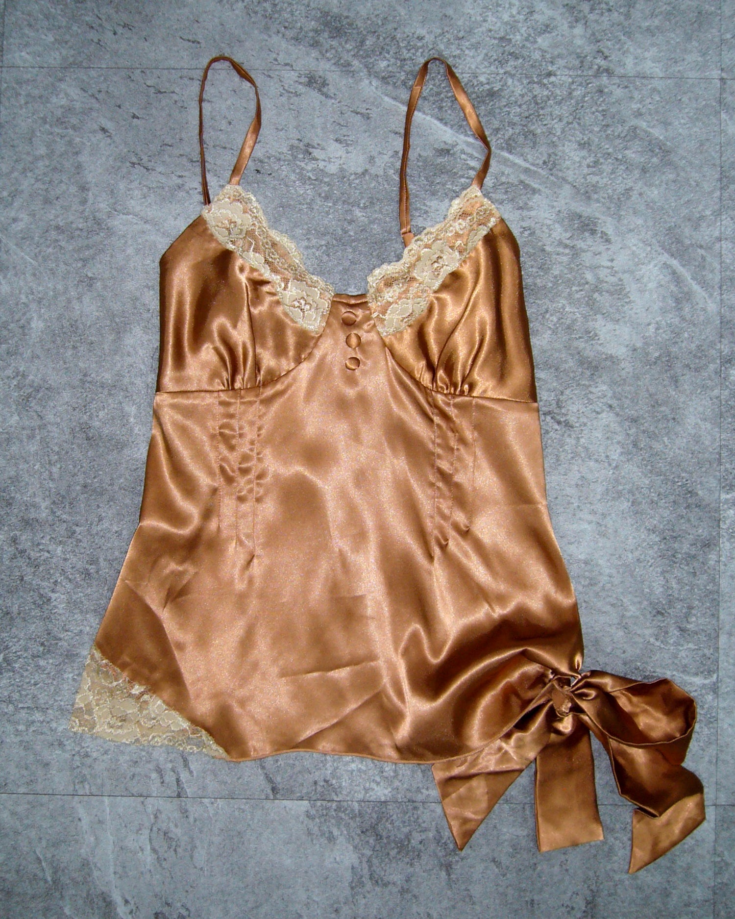 [Vintage] Brown Silk Ribbon Slip