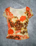[Vintage] Orange Flower Top