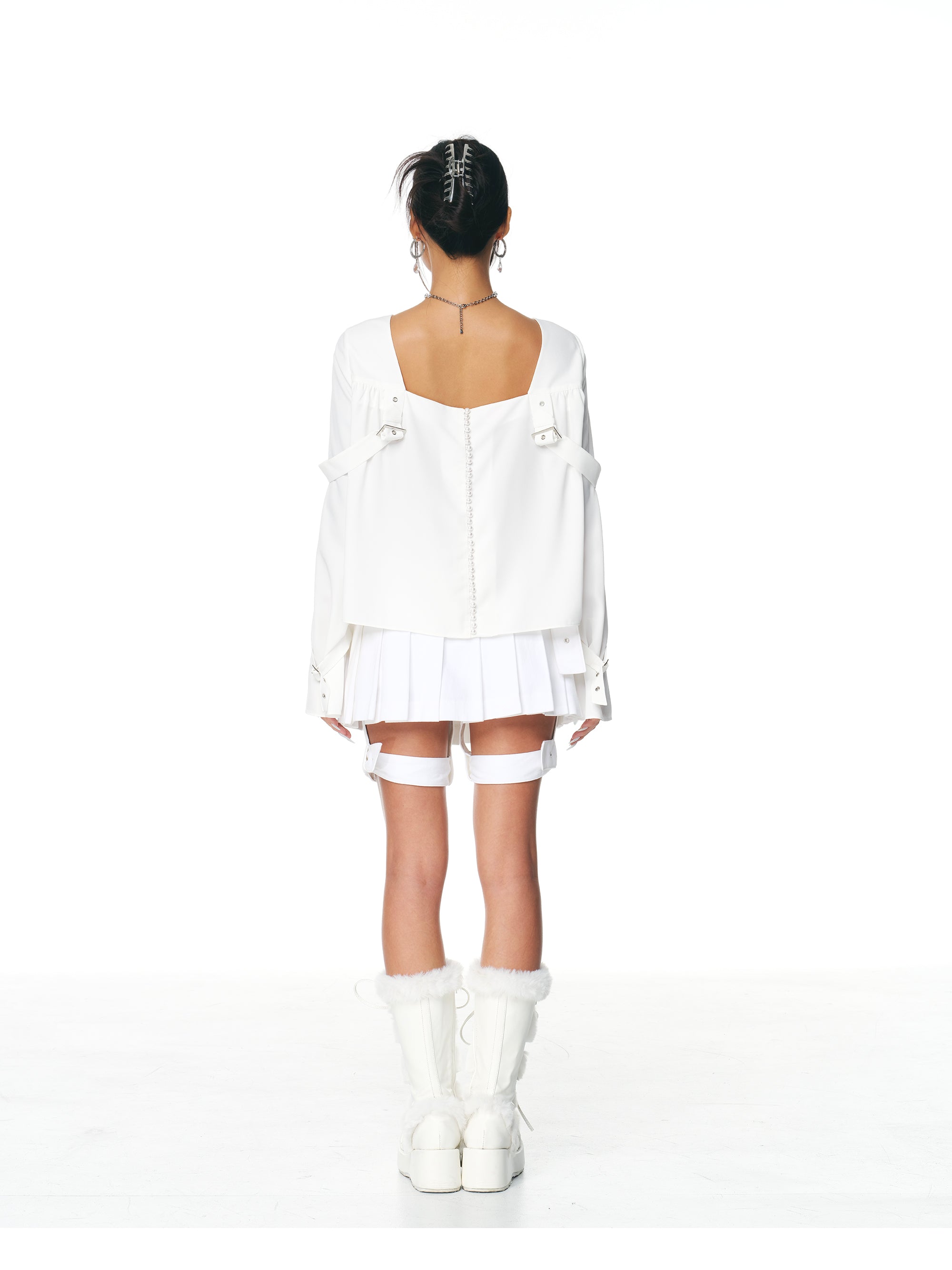 [Yusuki] Strap Blouse (White)