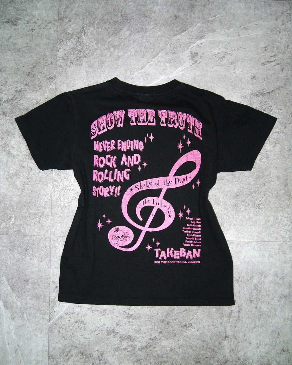 [Vintage] Black Pink Printing Top