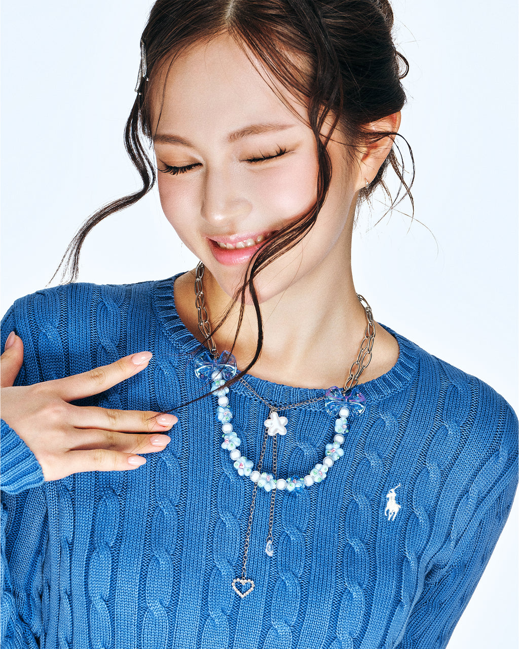 [SukiSuki] Blue Ribbon Necklace