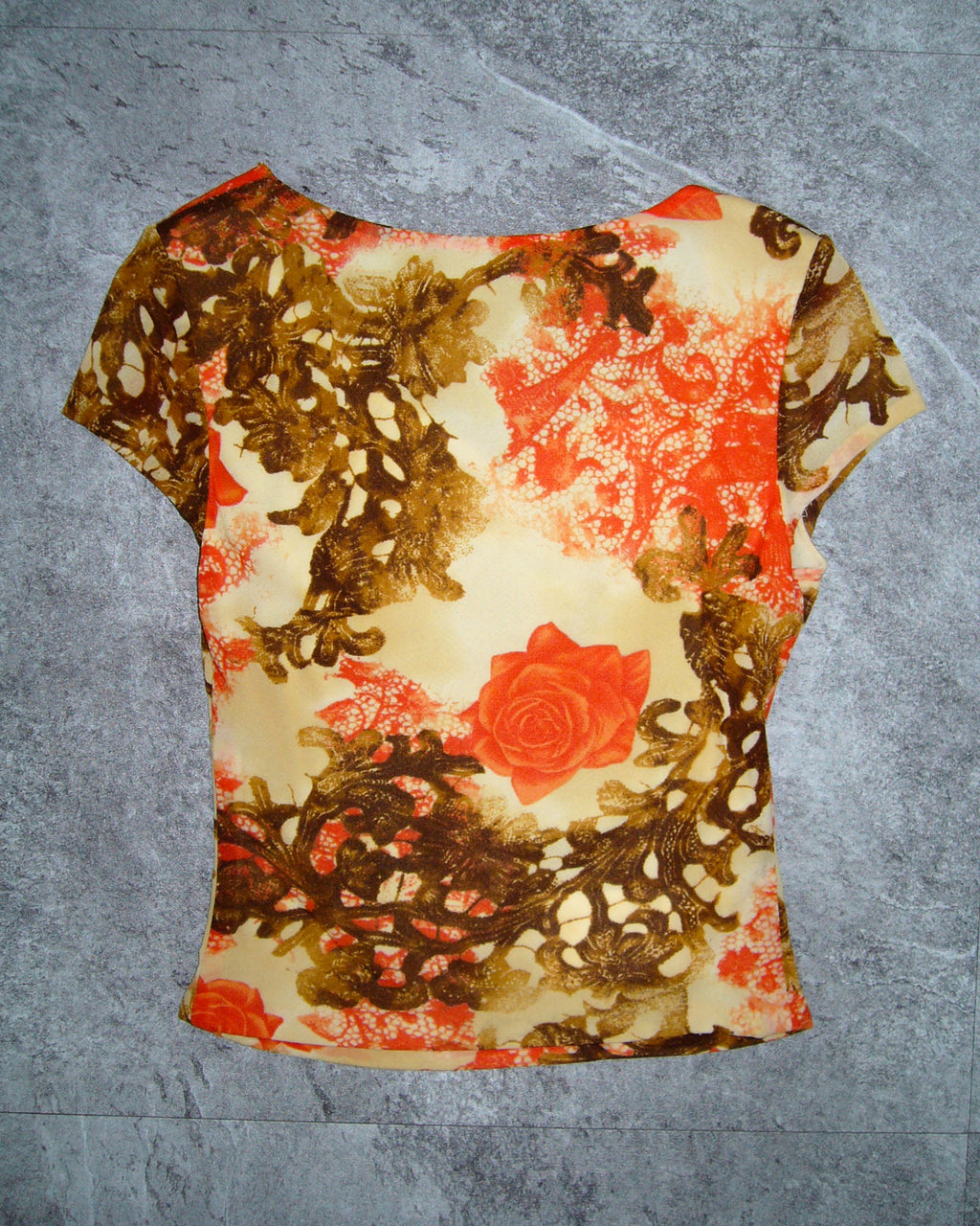 [Vintage] Orange Flower Top