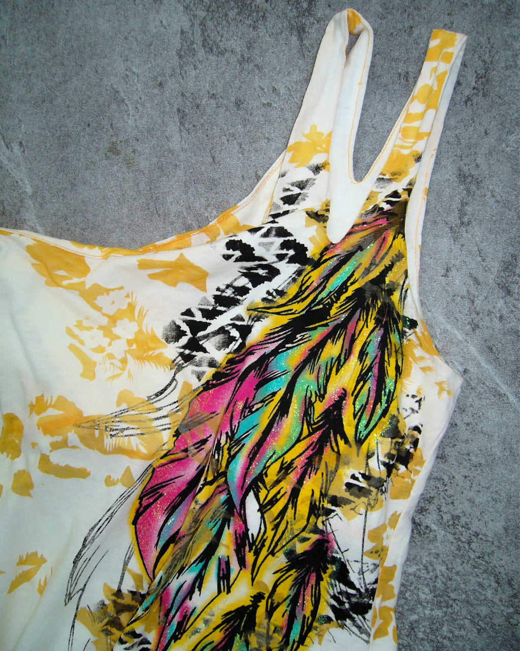 [Vintage] Printing One-Shoulder Top