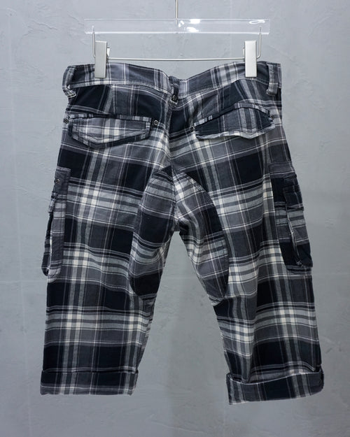 [Vintage] 31040=UOMO Check Pattern Cargo Shorts