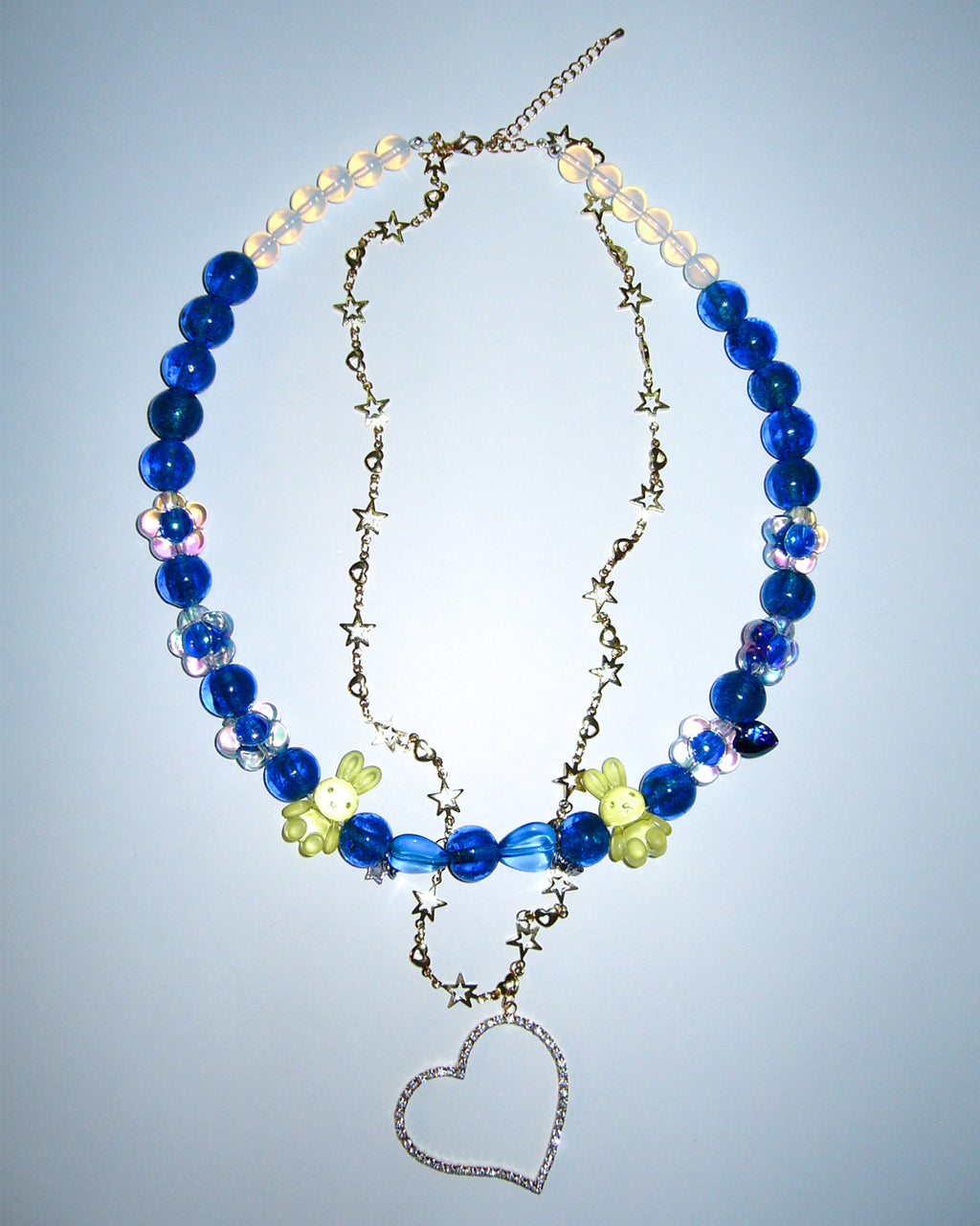 [SukiSuki] Blue Gold Heart Necklace