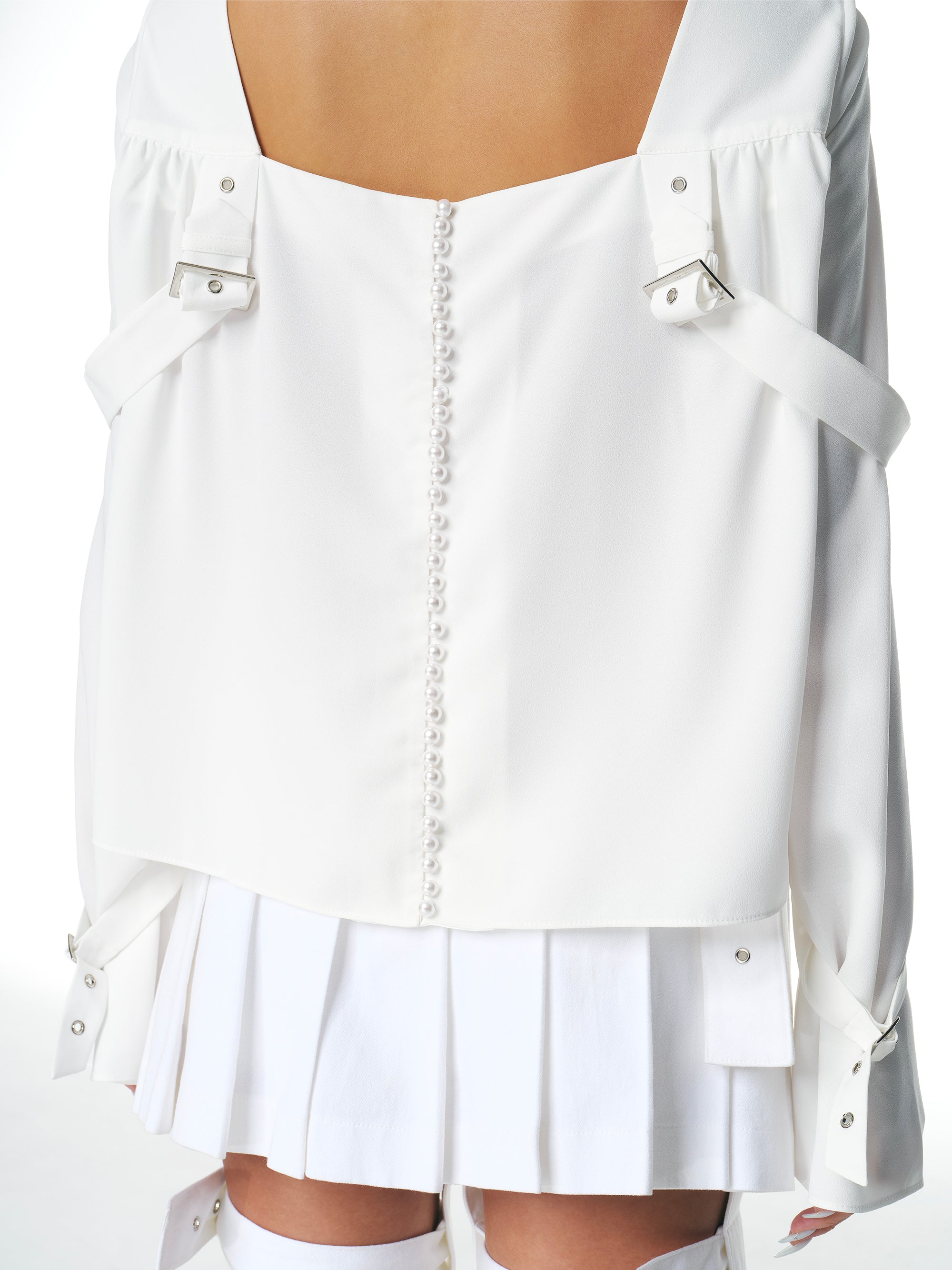 [Yusuki] Strap Blouse (White)