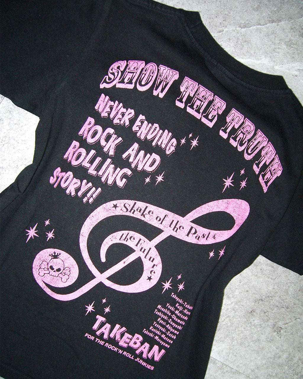 [Vintage] Black Pink Printing Top