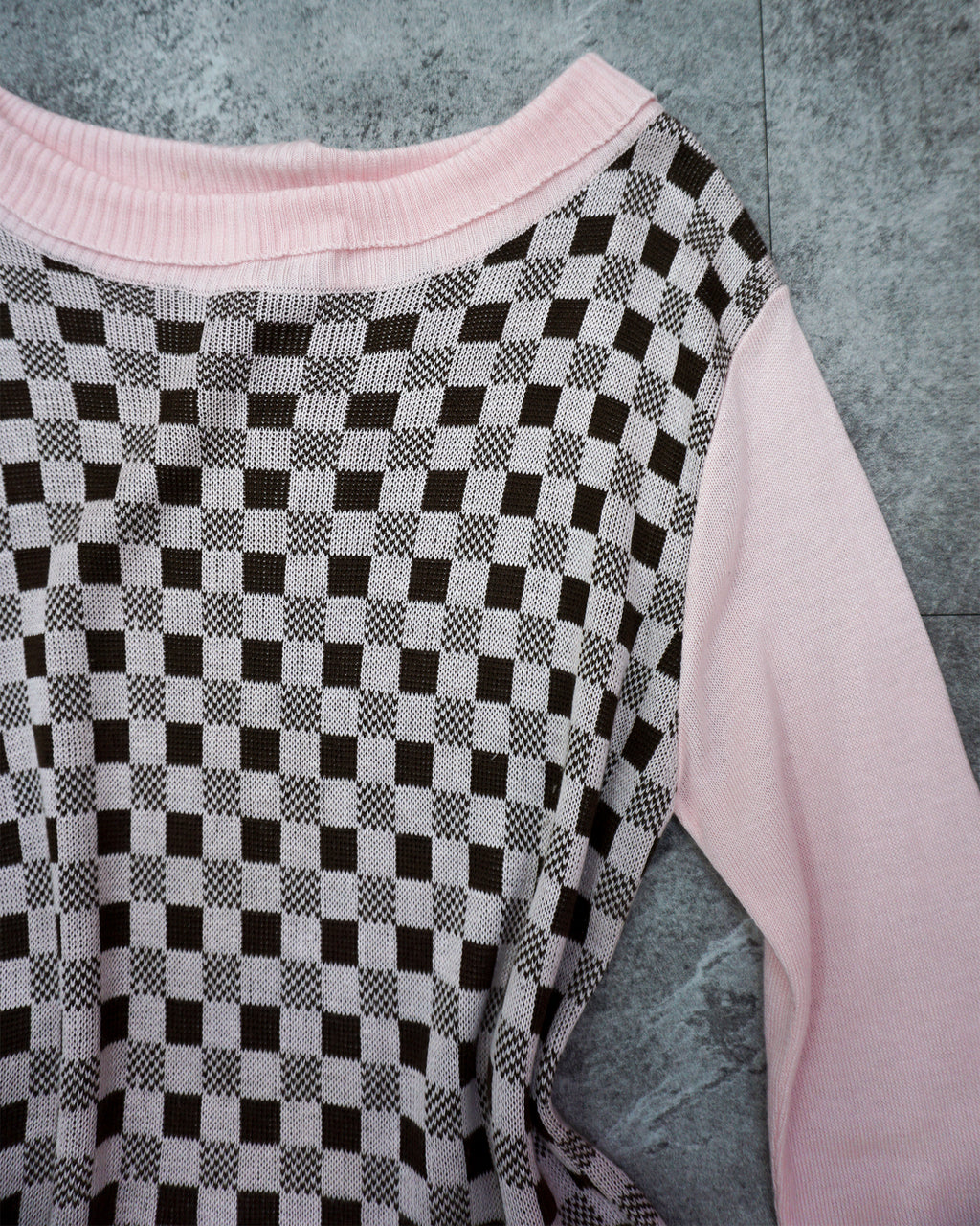 [Vintage] Pink Check Knit Top