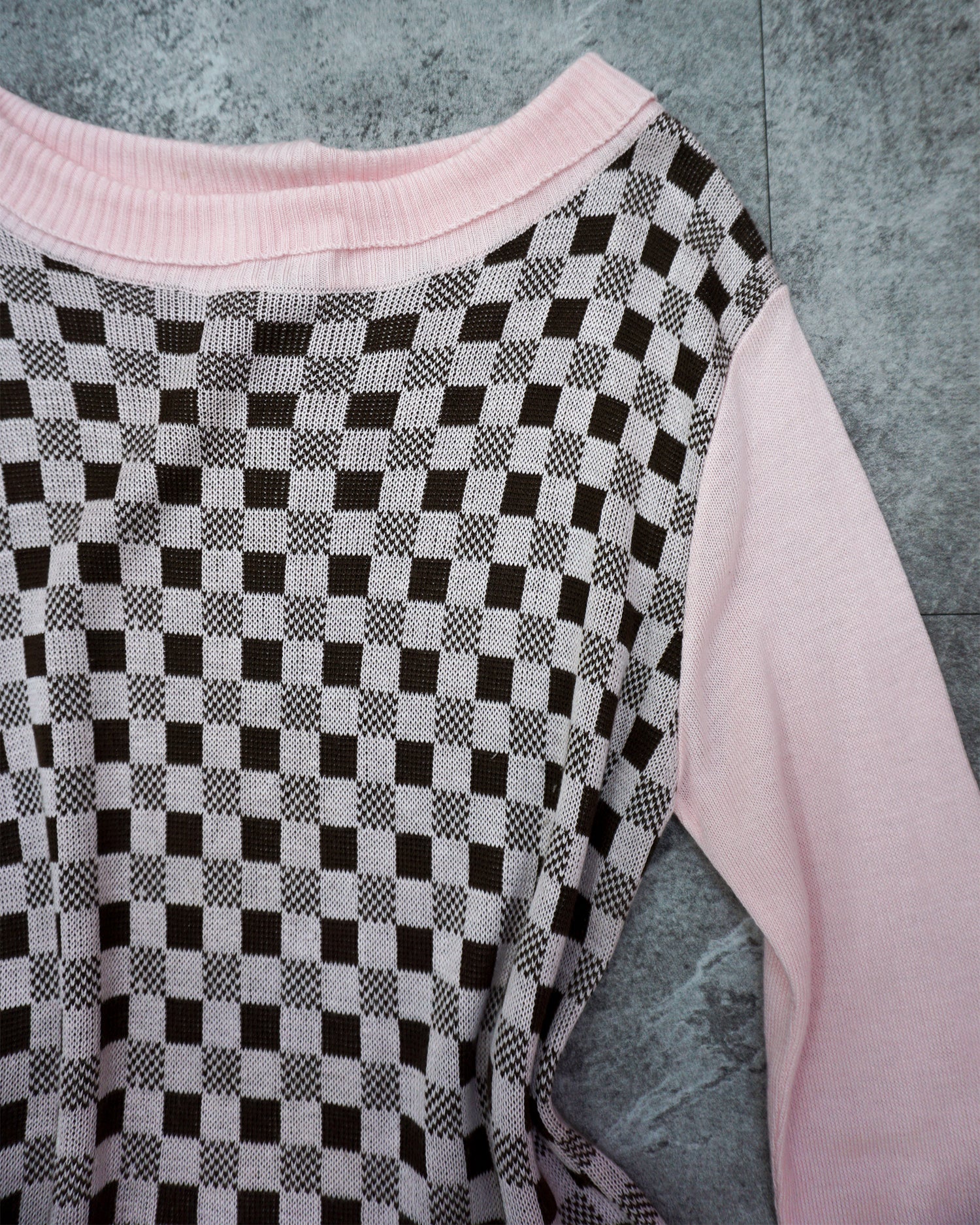 [Vintage] Pink Check Knit Top