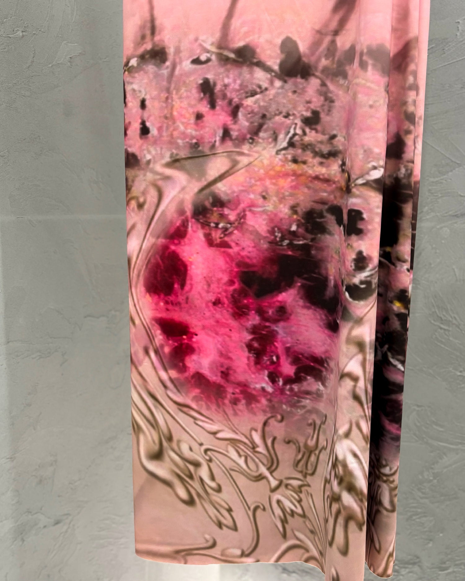 [Vintage] Pink Pattern Long Skirt