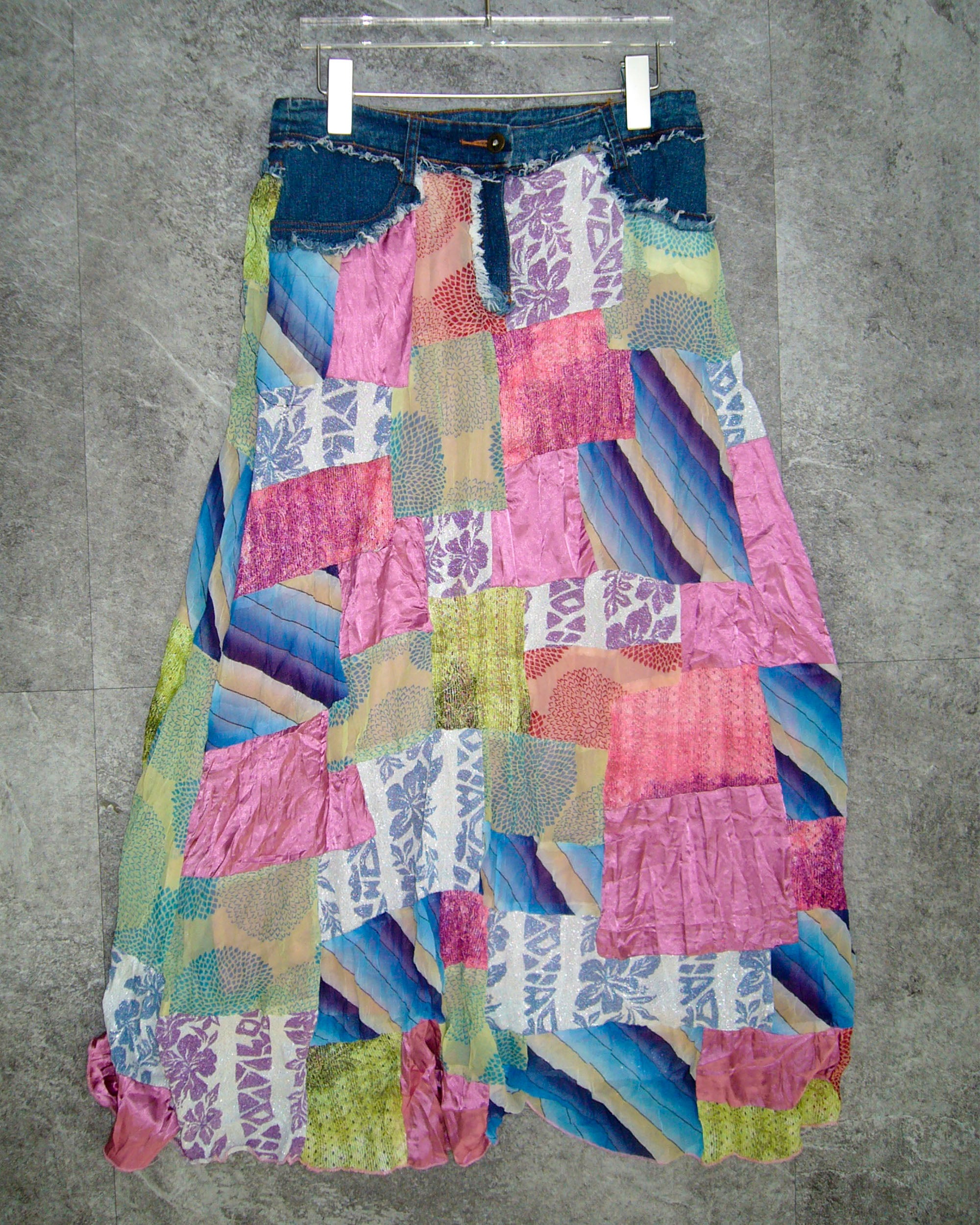 [Vintage] Patch Work Denim Skirt