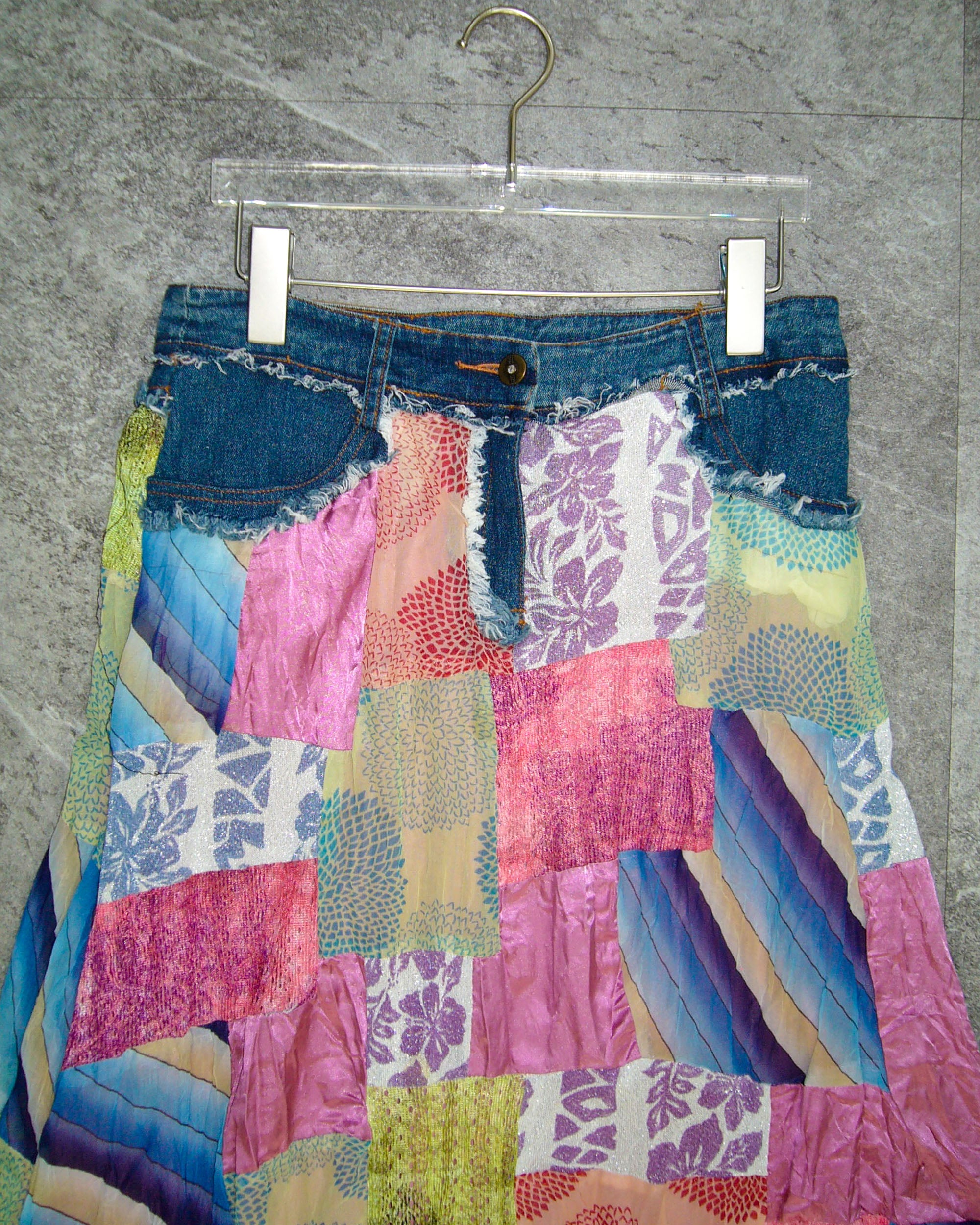[Vintage] Patch Work Denim Skirt