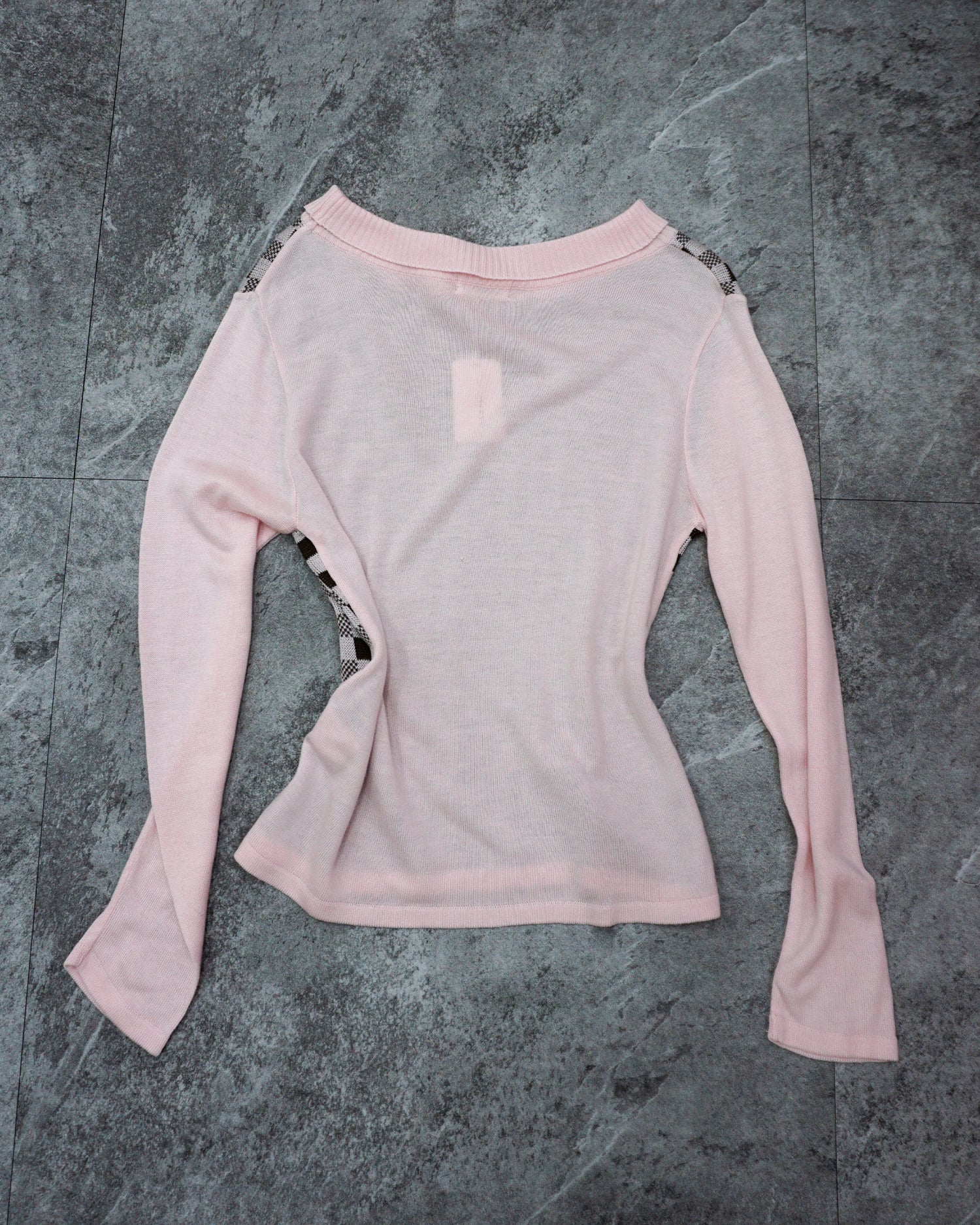 [Vintage] Pink Check Knit Top