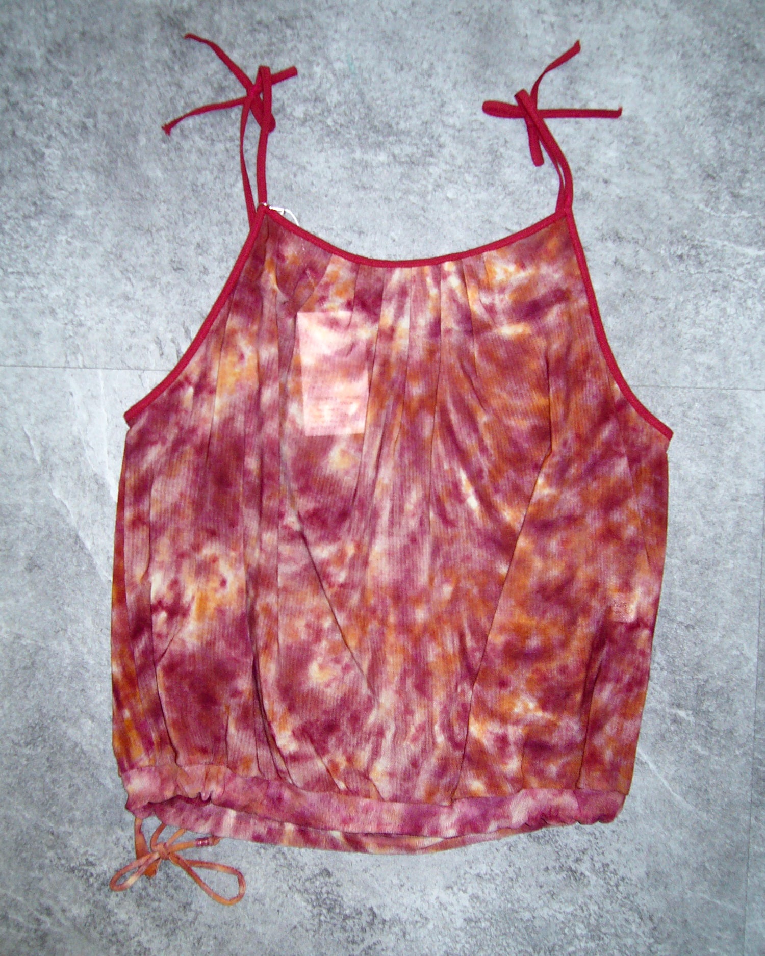 [Vintage] Red Printing Sleeveless Top