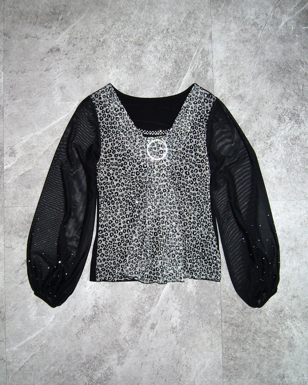 [Vintage] Black Leopard See-Through Top