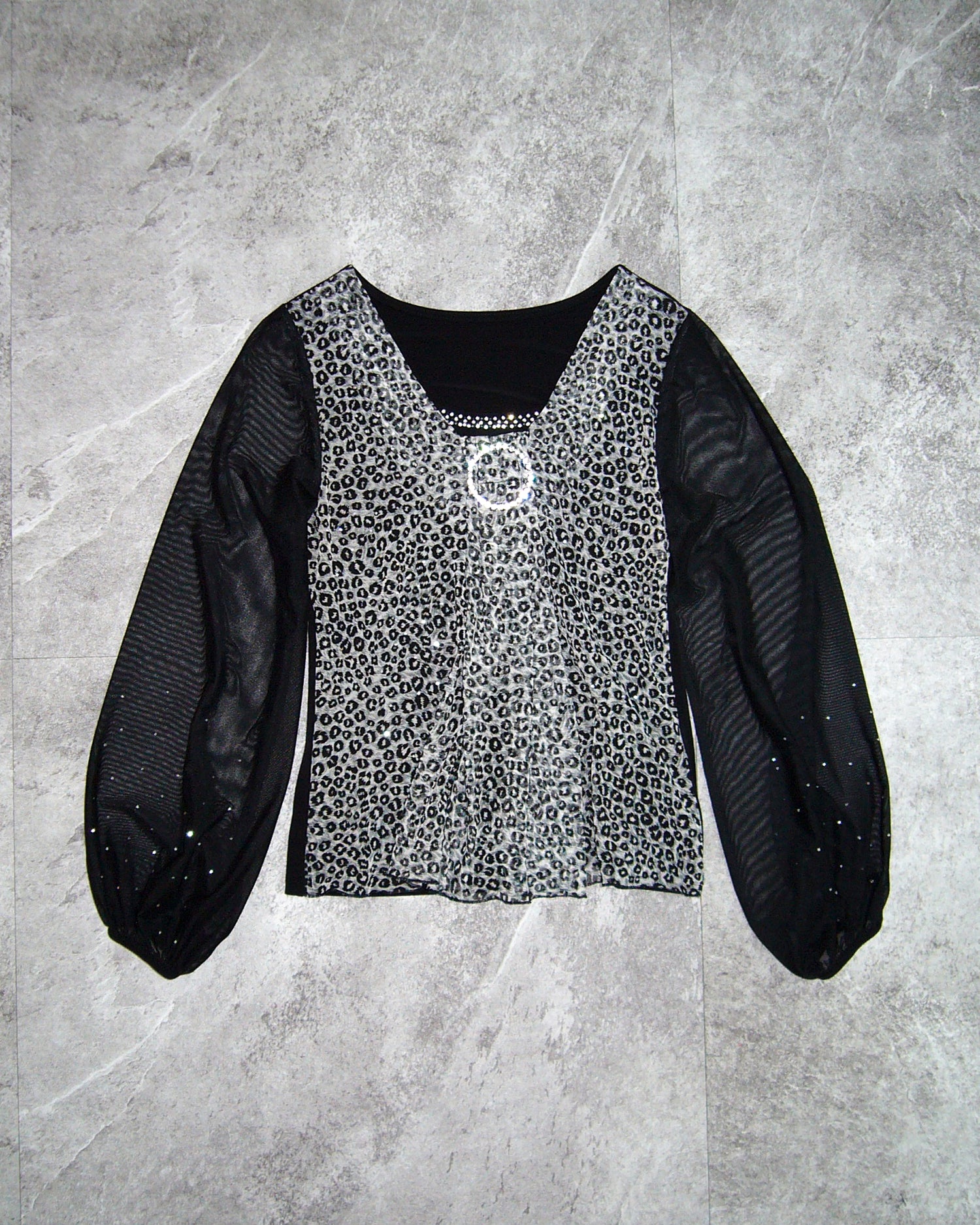 [Vintage] Black Leopard See-Through Top