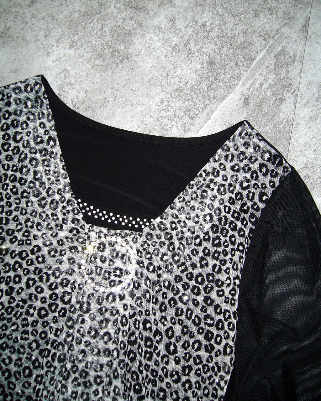 [Vintage] Black Leopard See-Through Top