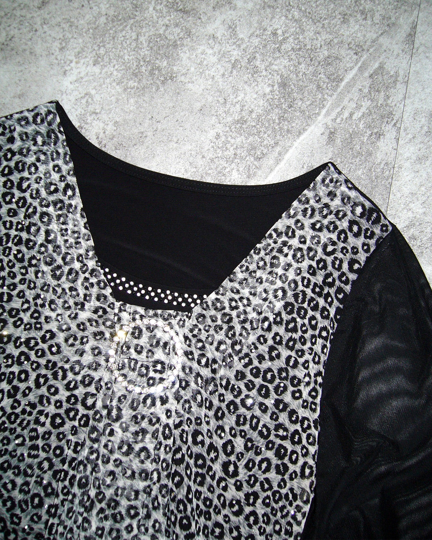 [Vintage] Black Leopard See-Through Top