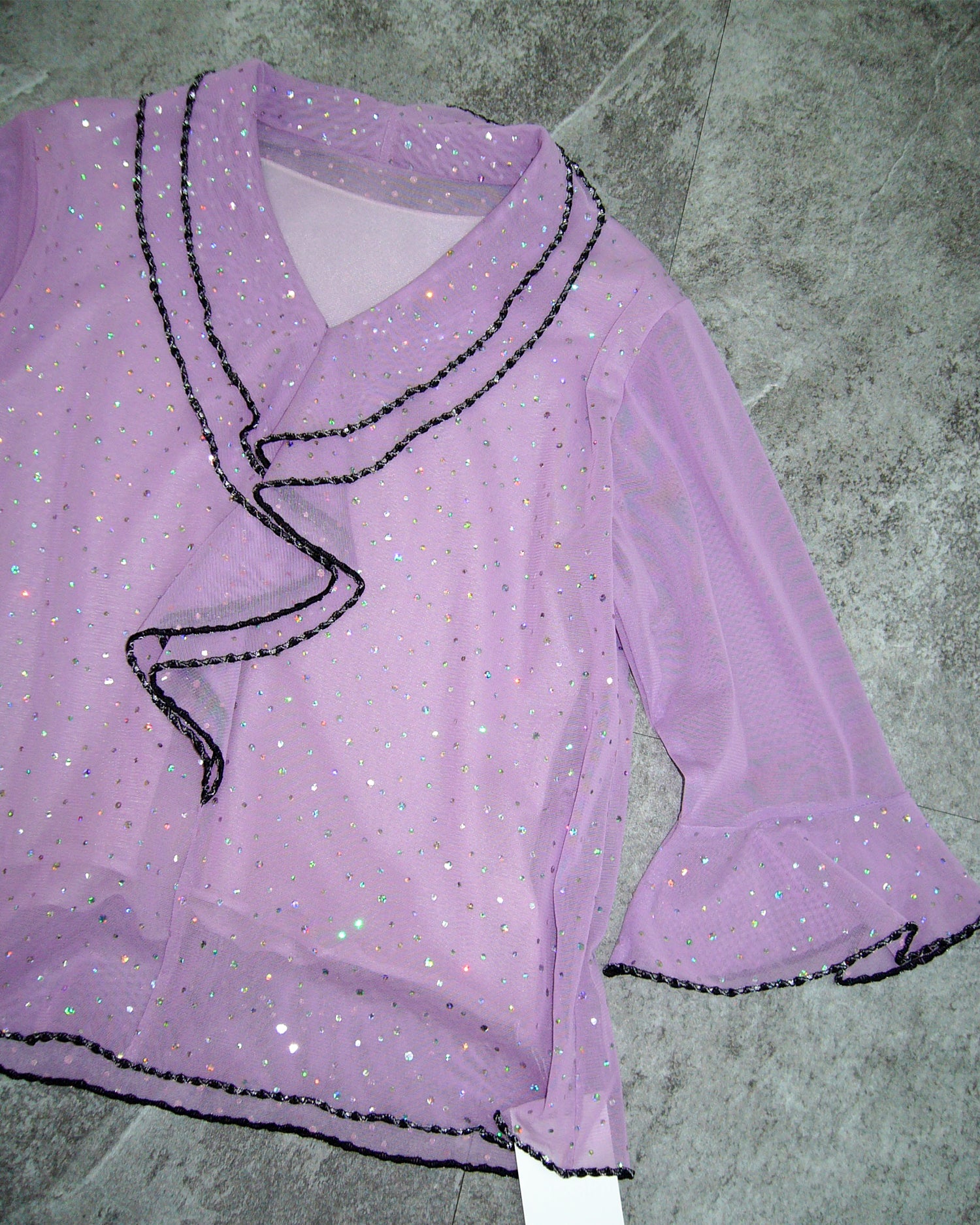 [Vintage] Lavender Shiny See-Through Top
