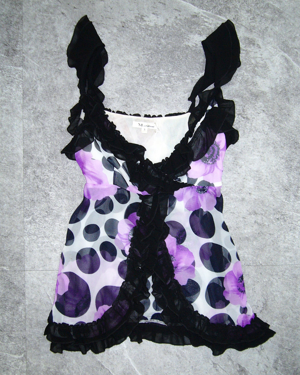 [Vintage] Flower Dots Sleeveless Top