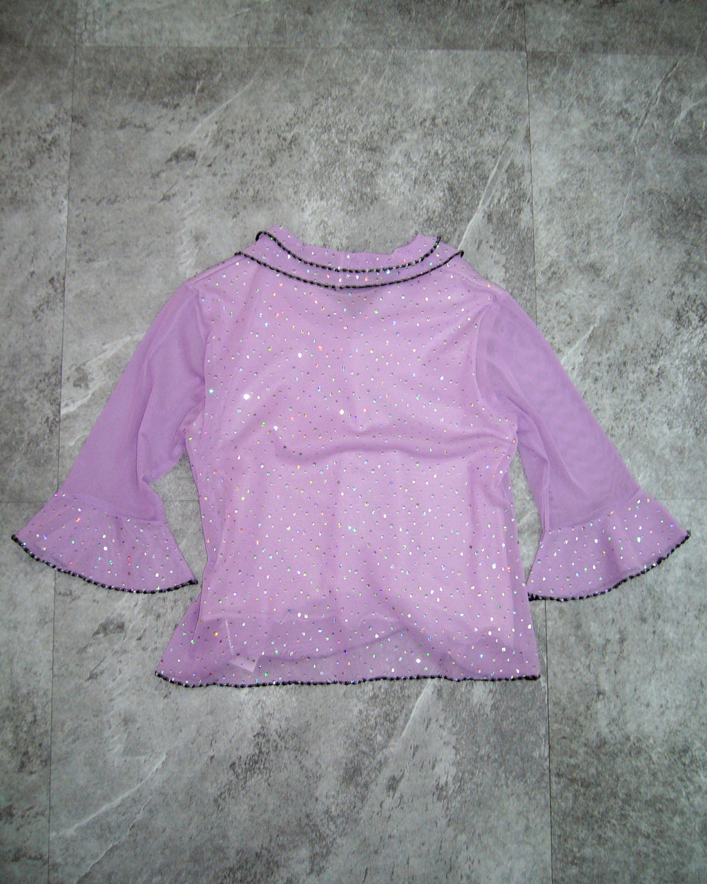 [Vintage] Lavender Shiny See-Through Top