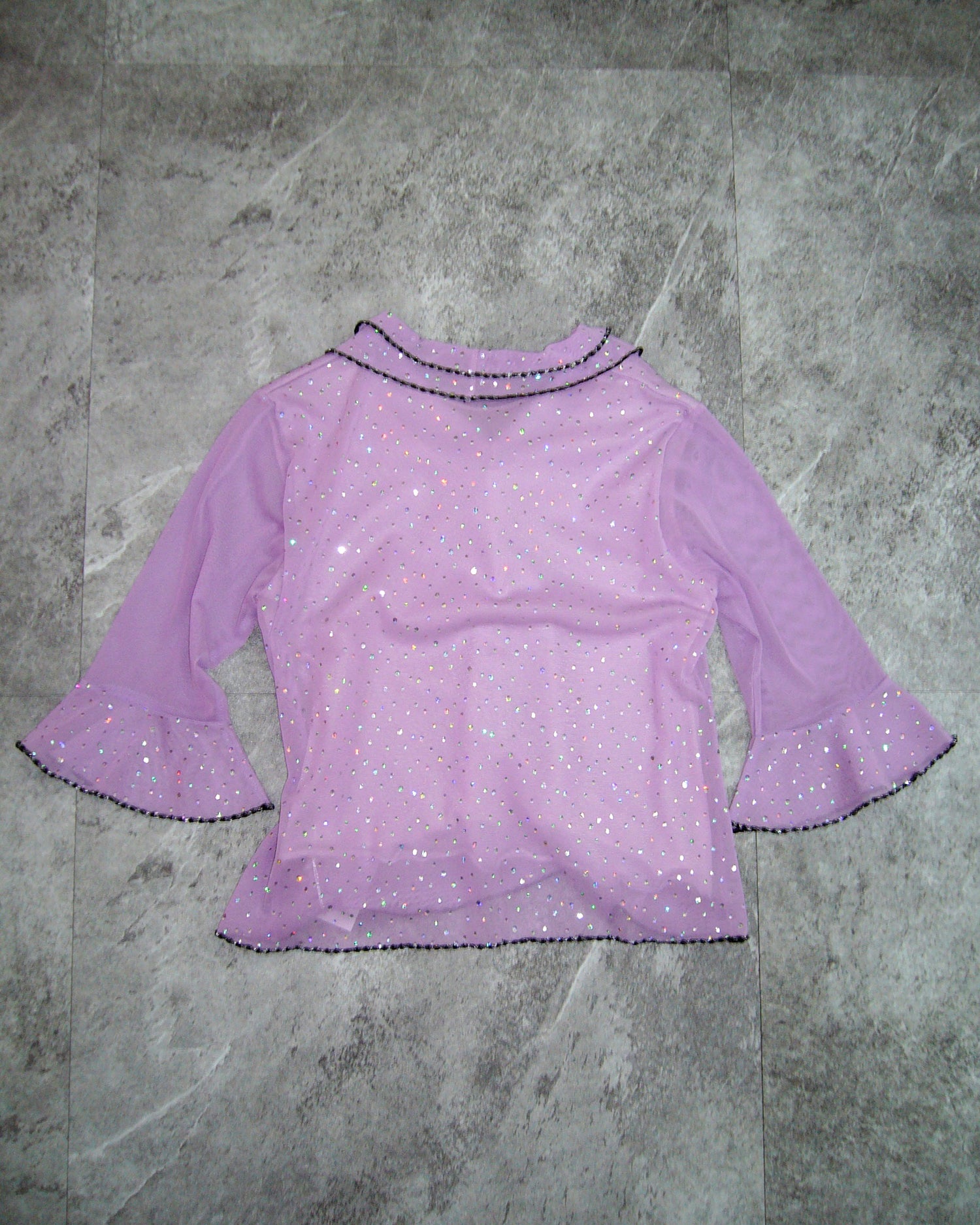 [Vintage] Lavender Shiny See-Through Top