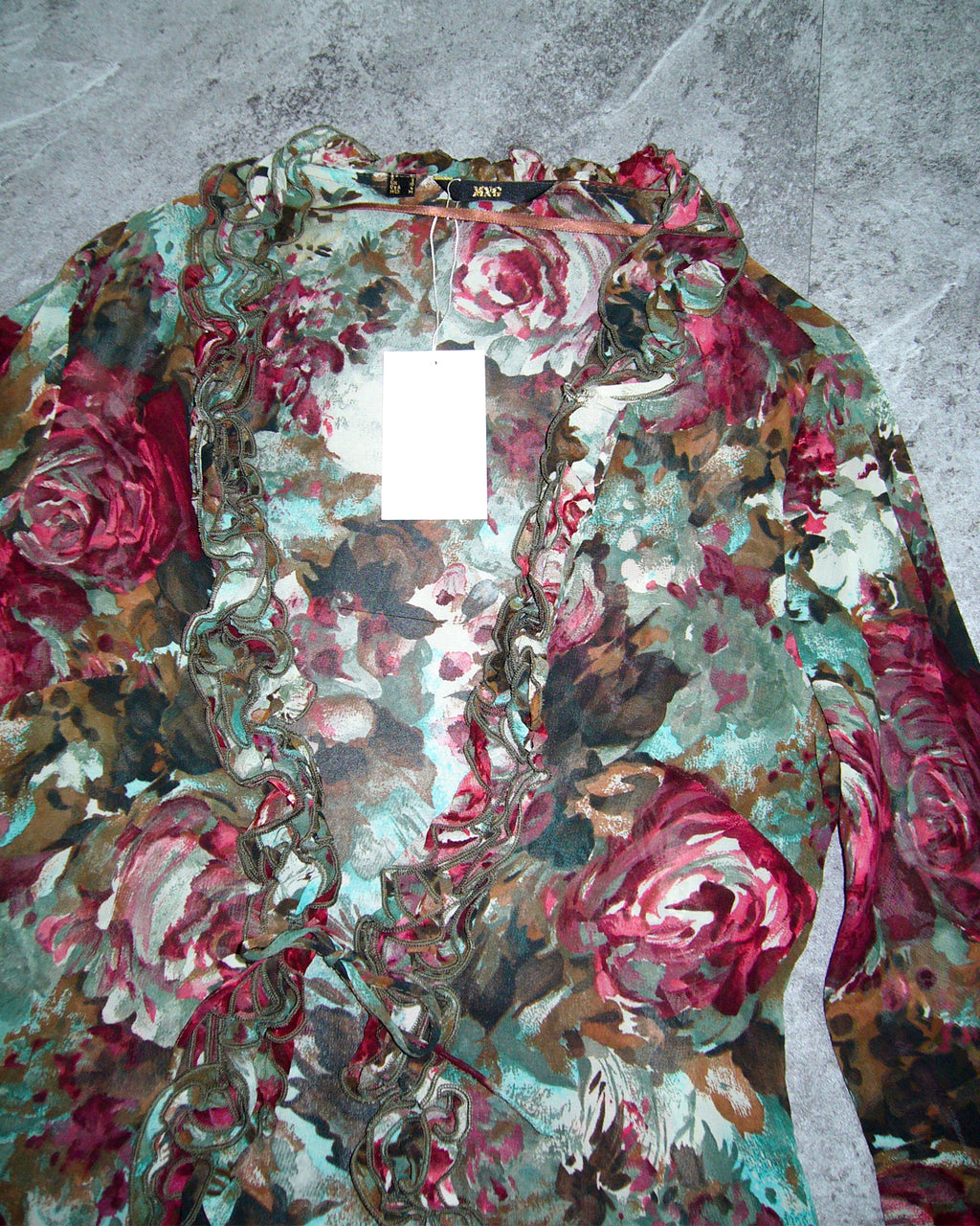 [Vintage] MNG Rose Green See-Through Top