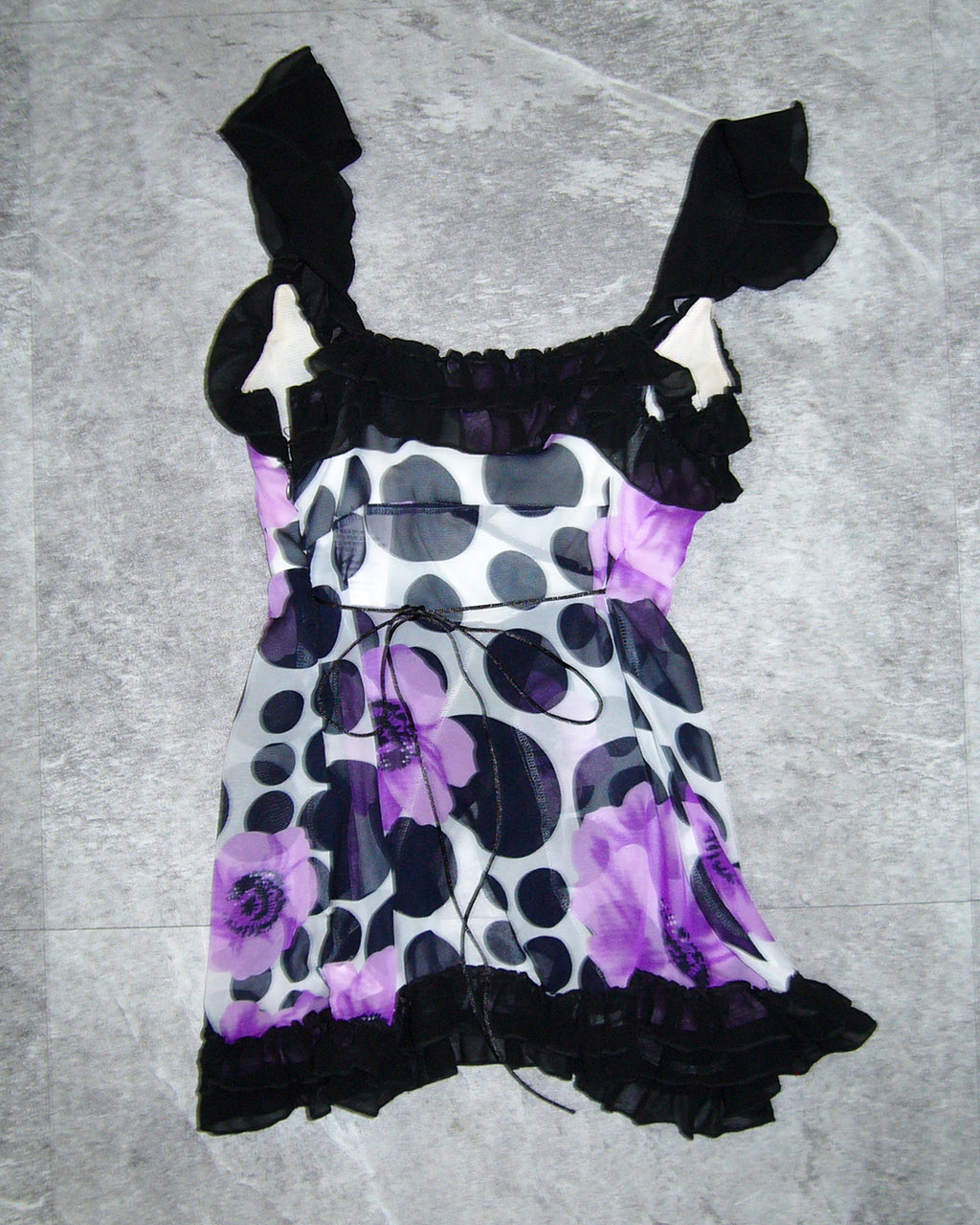 [Vintage] Flower Dots Sleeveless Top