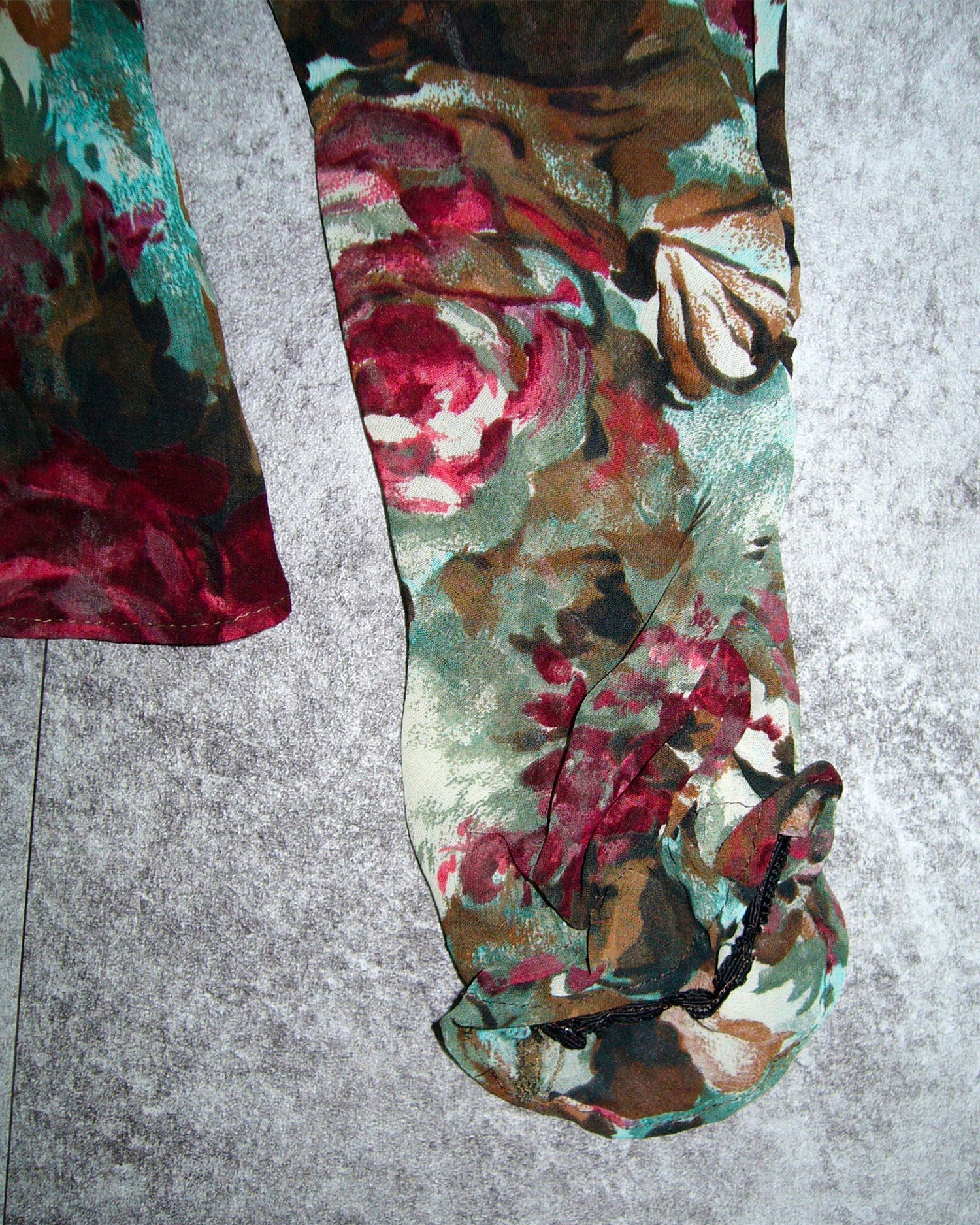 [Vintage] MNG Rose Green See-Through Top