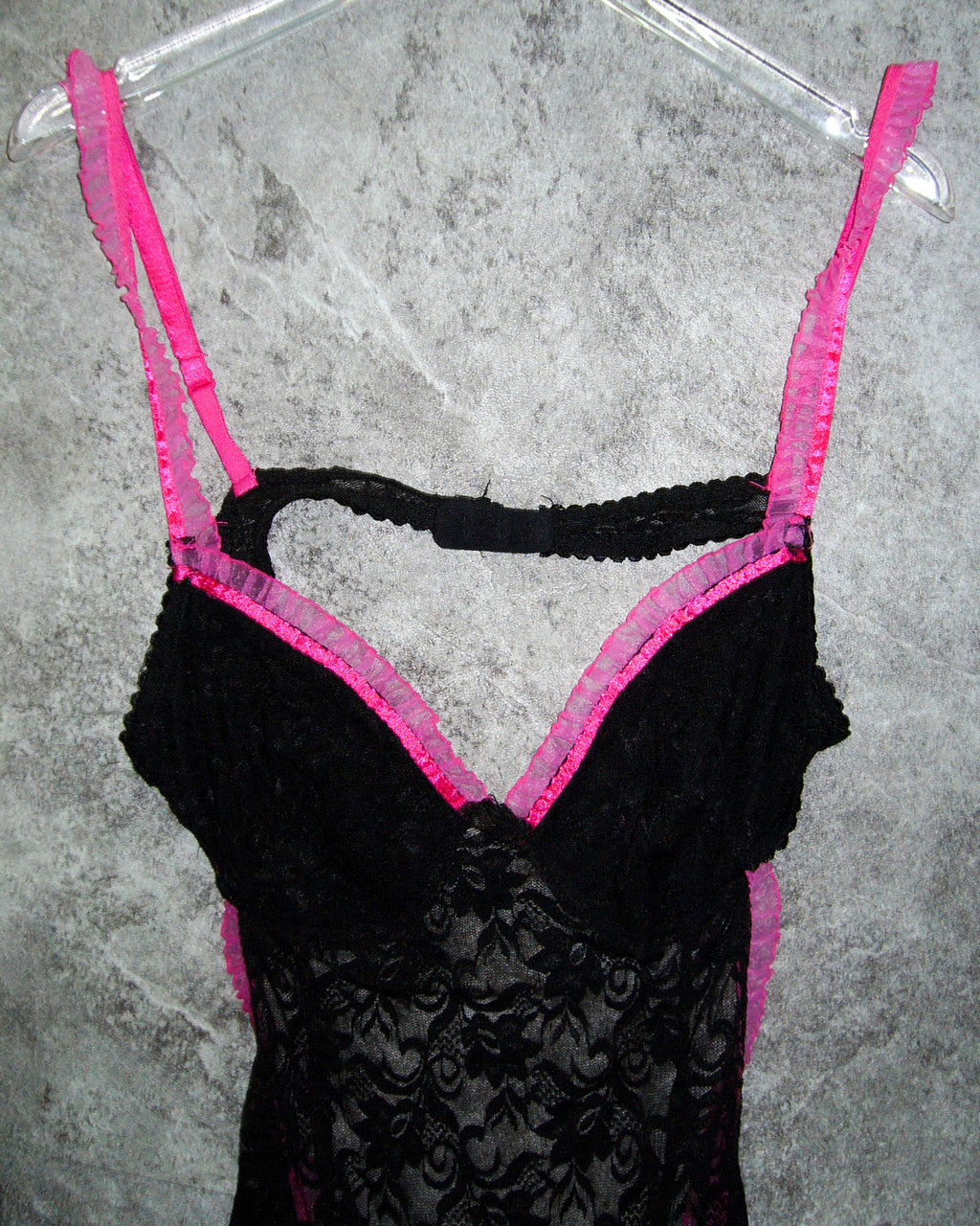 [Vintage] Black Pink Ribbon Slip Dress