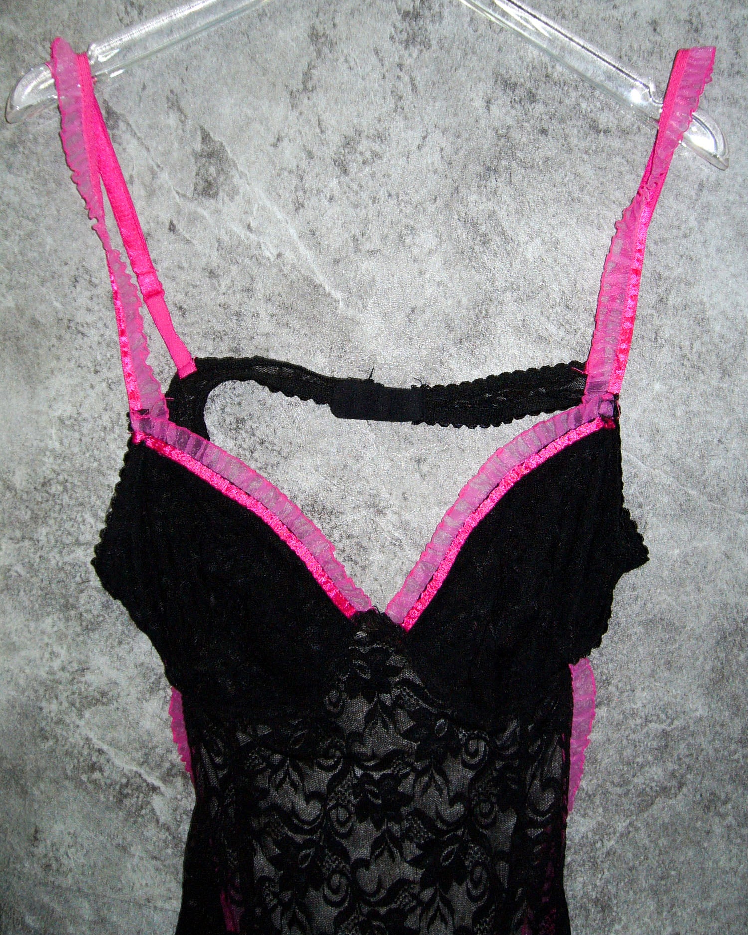 [Vintage] Black Pink Ribbon Slip Dress