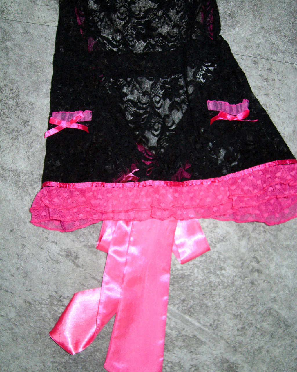 [Vintage] Black Pink Ribbon Slip Dress