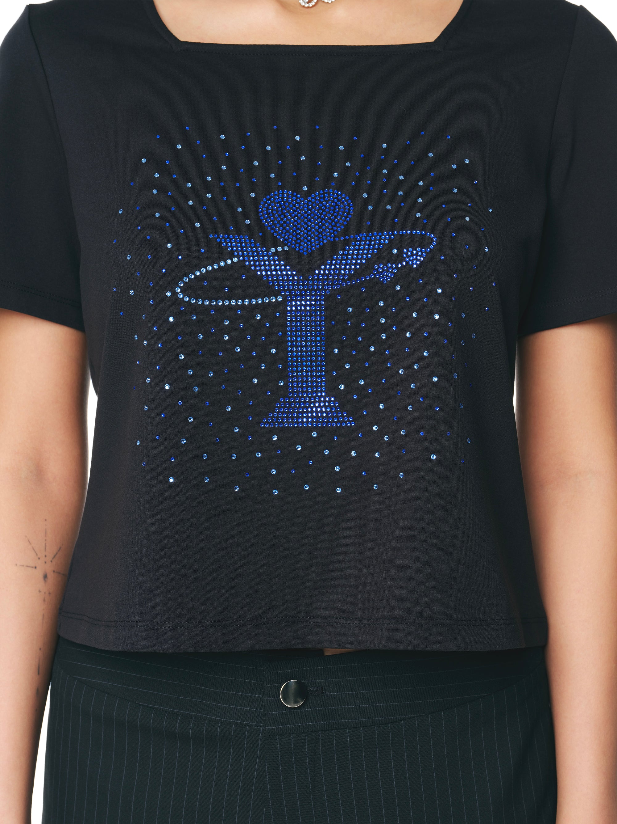 [Yusuki] Logo Rhinestone T-Shirt (Black)