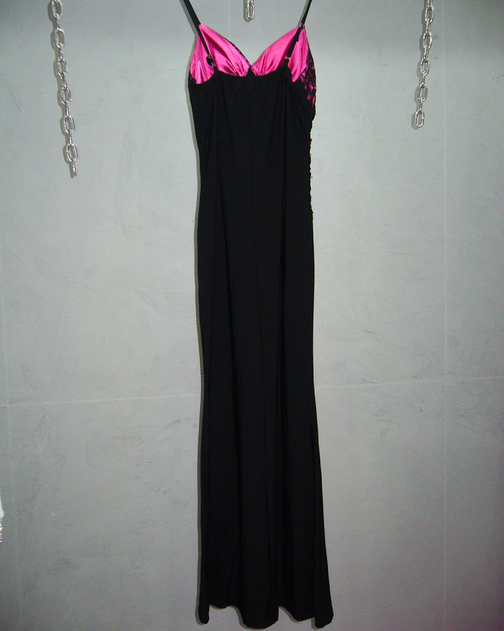 [Vintage] Pink Black Lace Long Dress