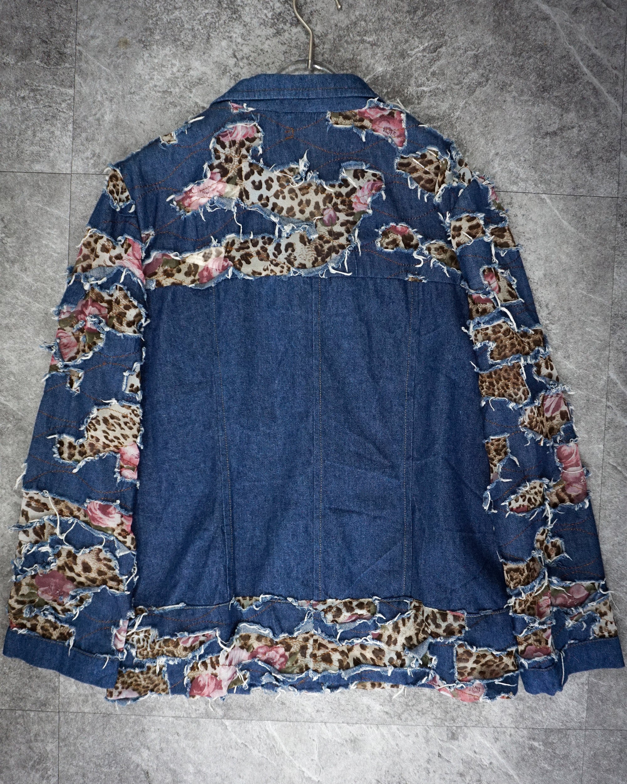[Vintage] Denim Flower Pattern Jacket