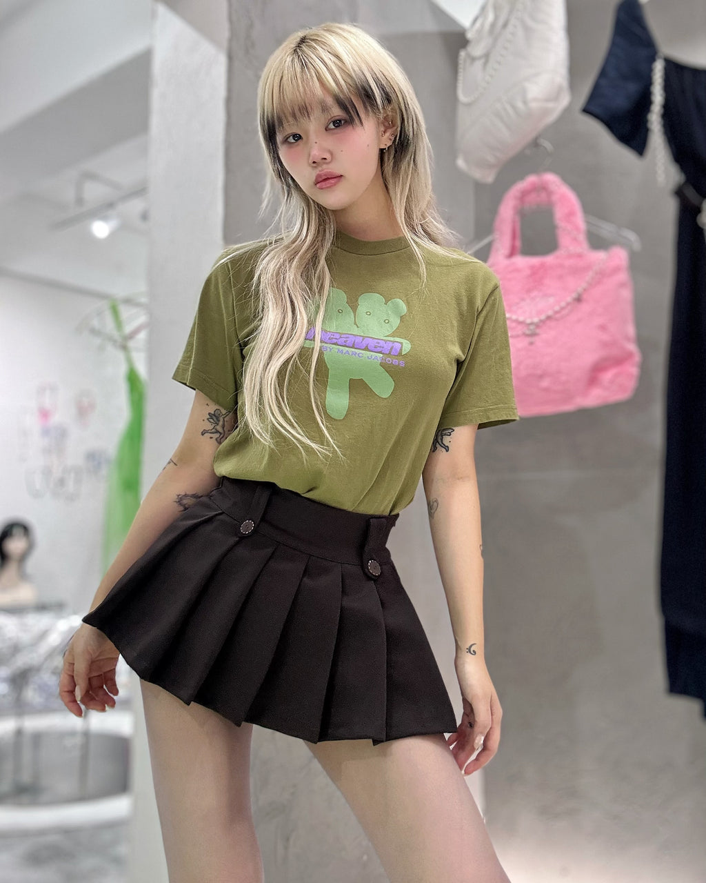 [Vintage] Brown Pleats Skirt