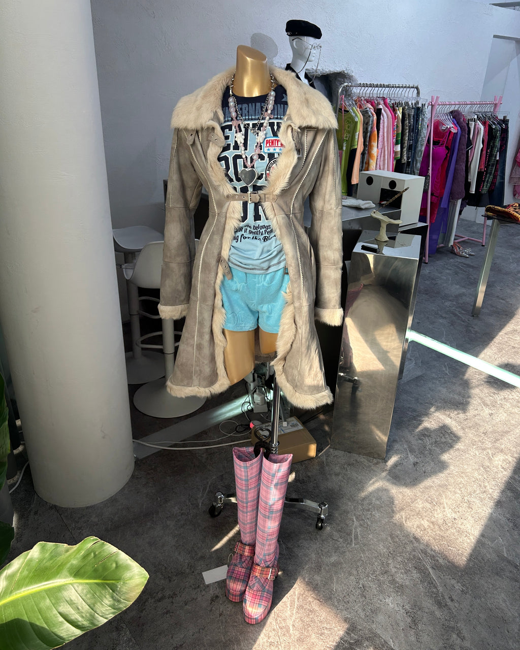 [Vintage] Lambskin White Fur Long Coat