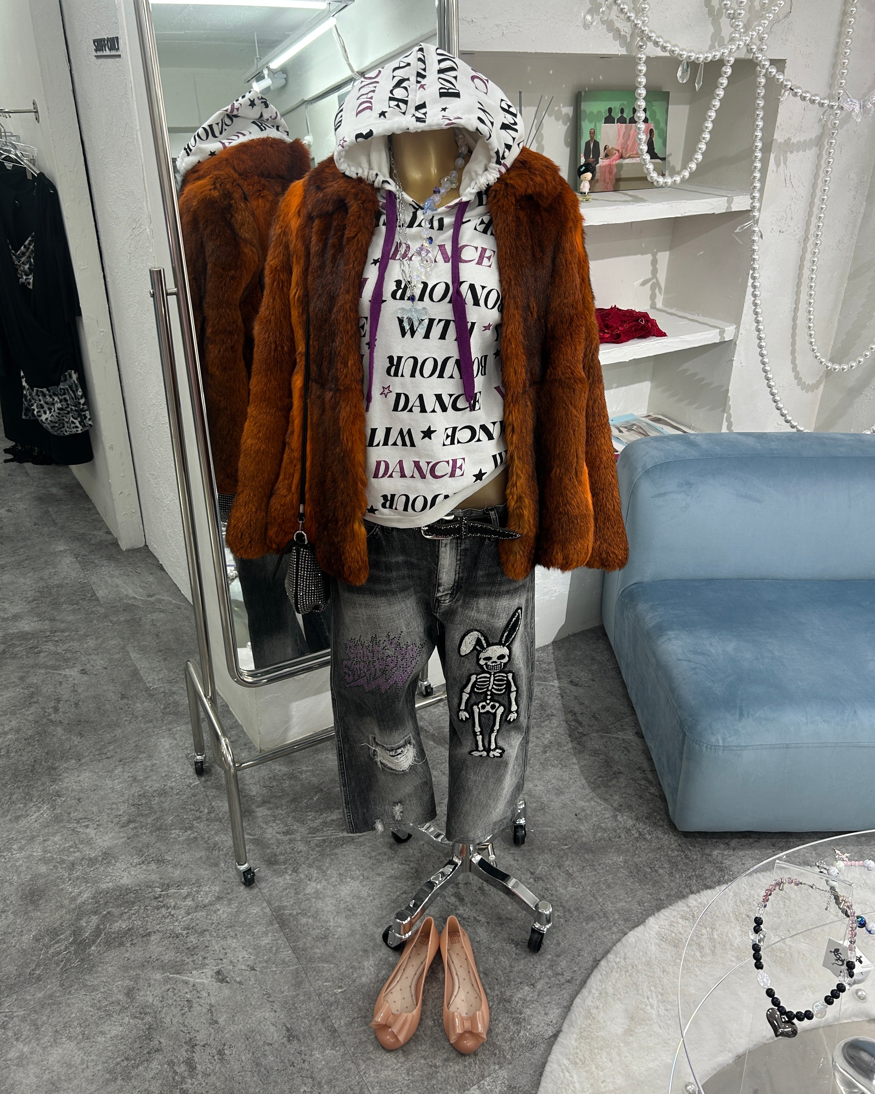 [Vintage] Orange fur coat