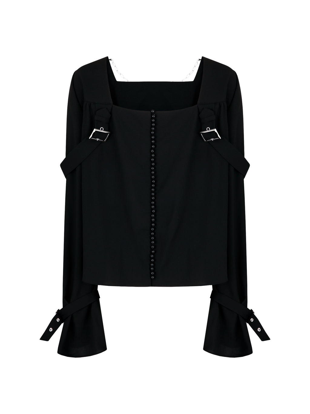 [Yusuki] Strap Blouse (Black)
