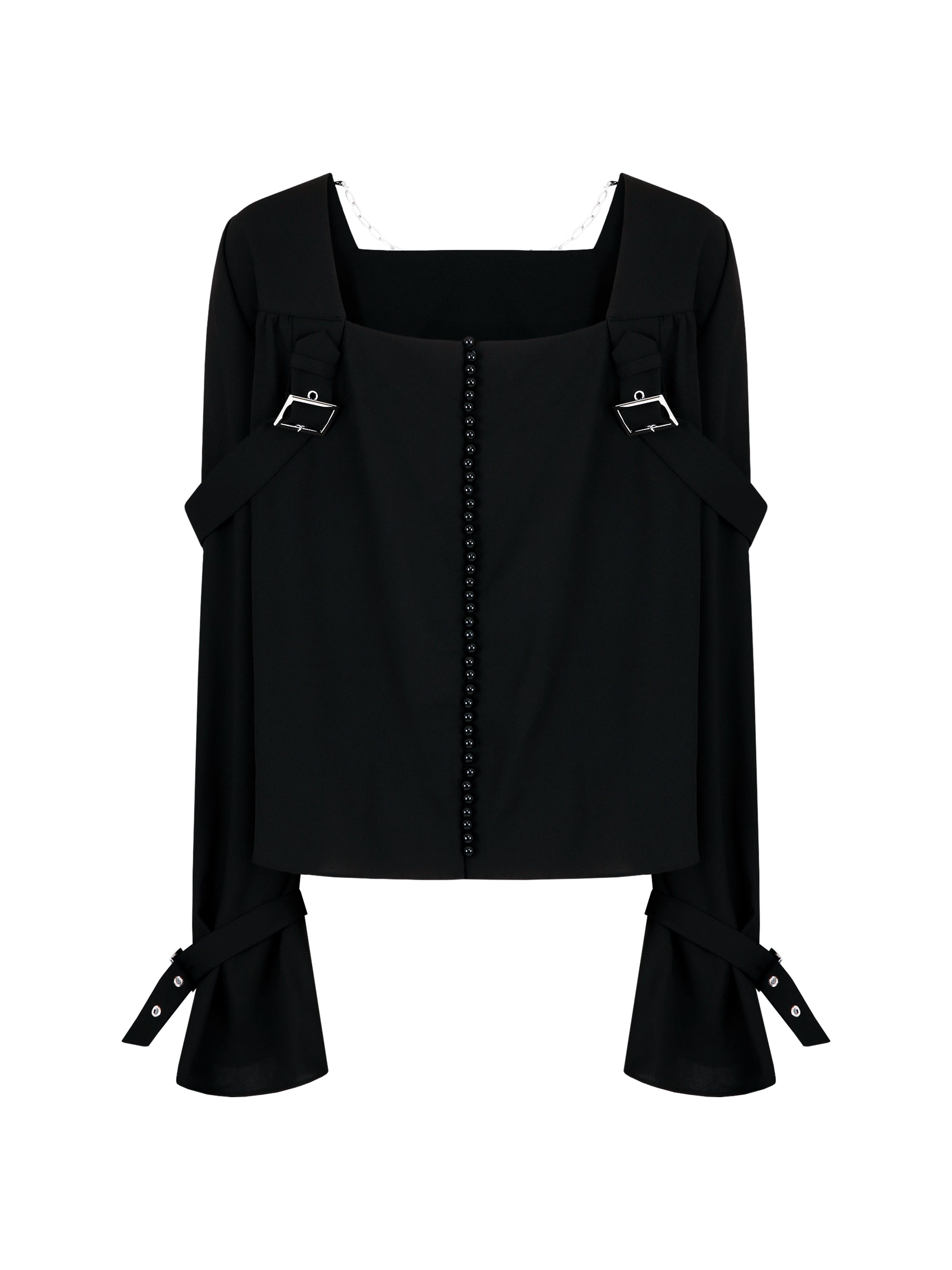 [Yusuki] Strap Blouse (Black)