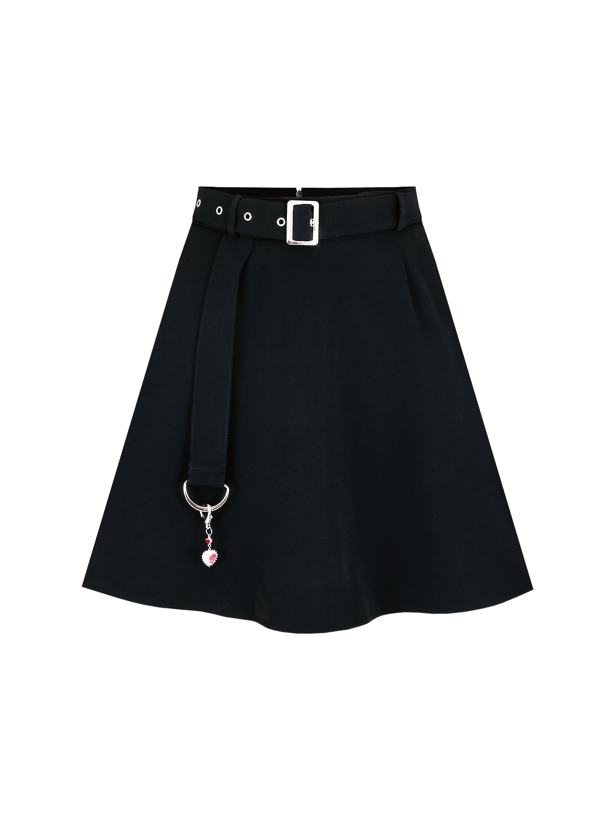 [Yusuki] Flare Skirt with a Charm (Black)