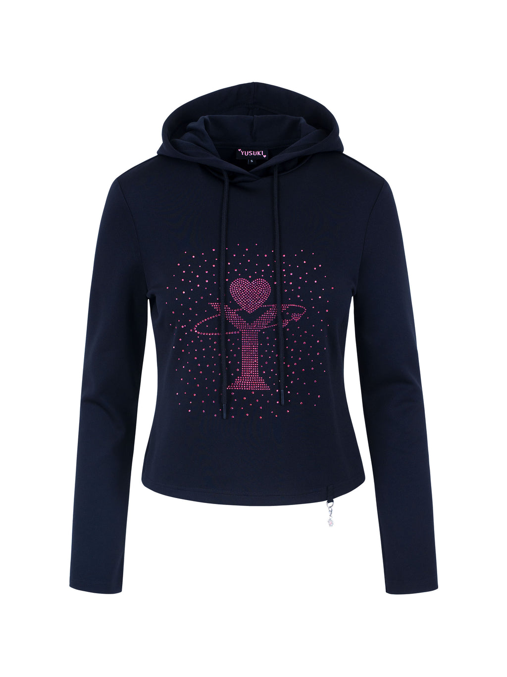 [Yusuki] Logo Rhinestone Hoodie (Black)