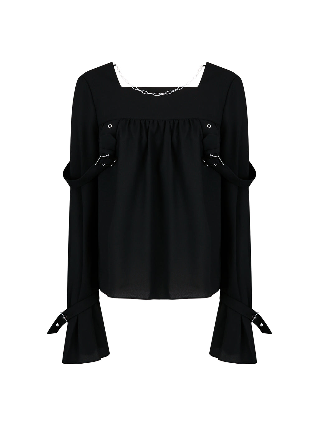 [Yusuki] Strap Blouse (Black)