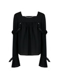 [Yusuki] Strap Blouse (Black)