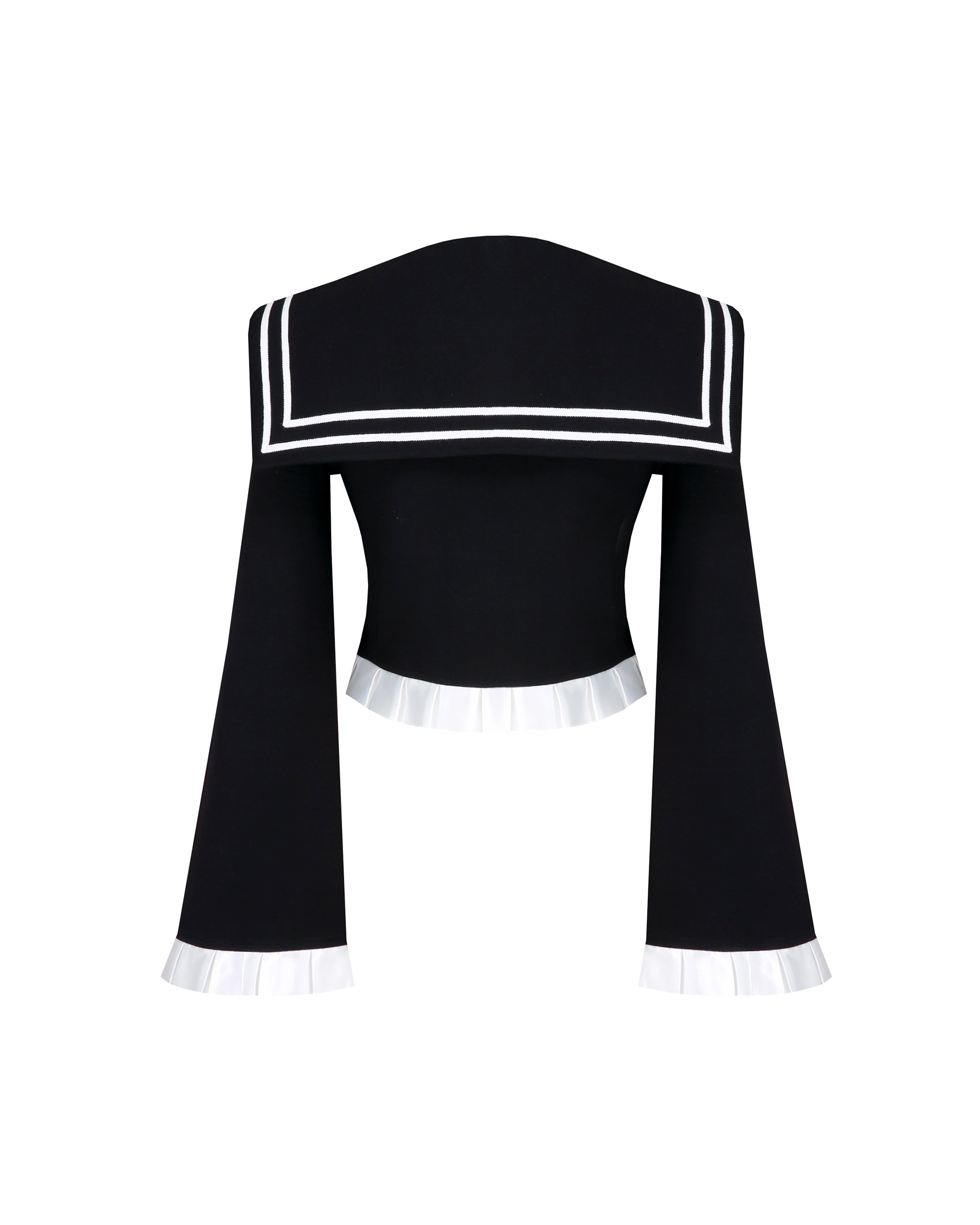 [Yusuki] Cropped Sailor Jacket (Black)