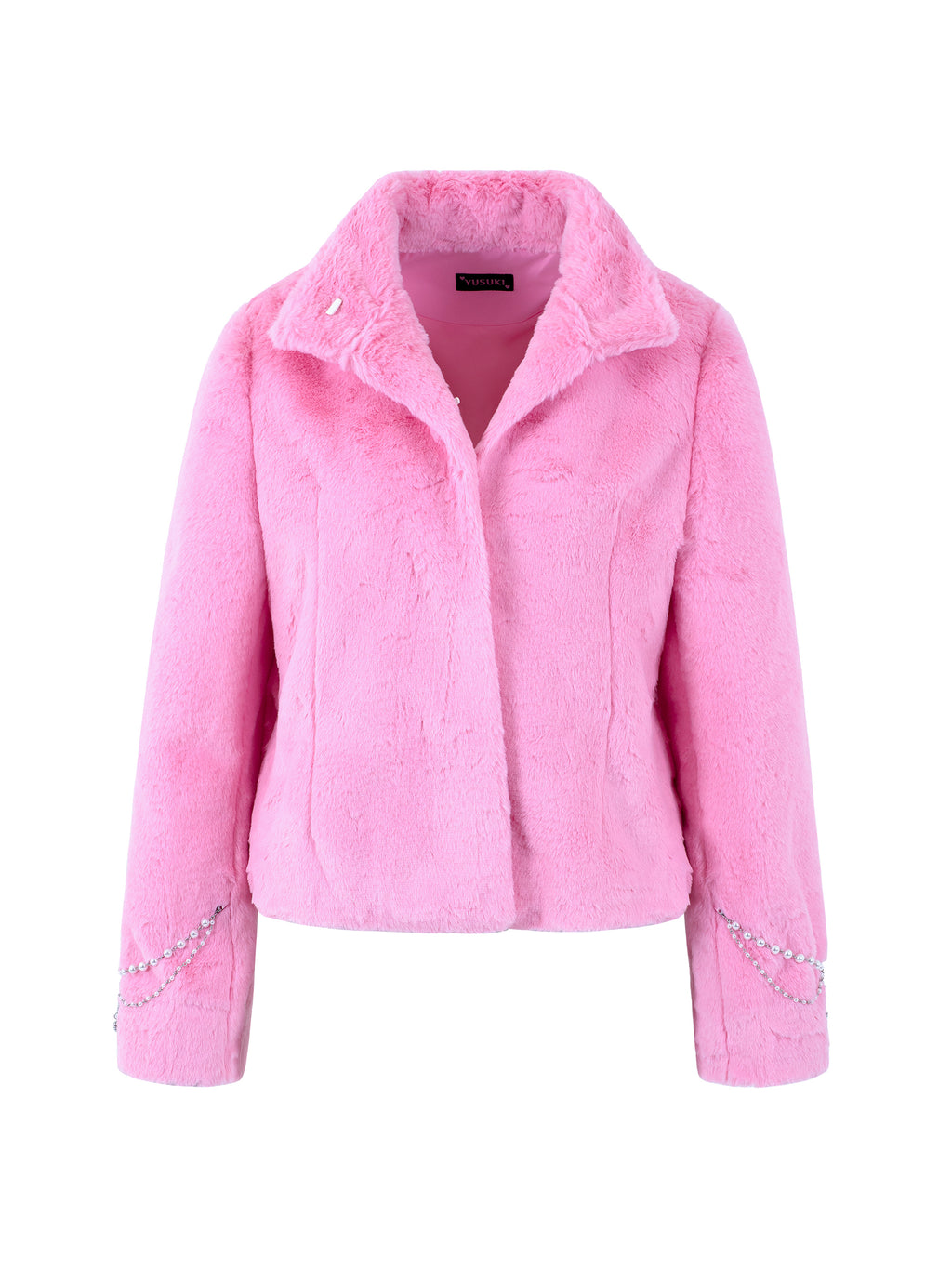 [Yusuki] Fur Jacket with Chains (Pink)